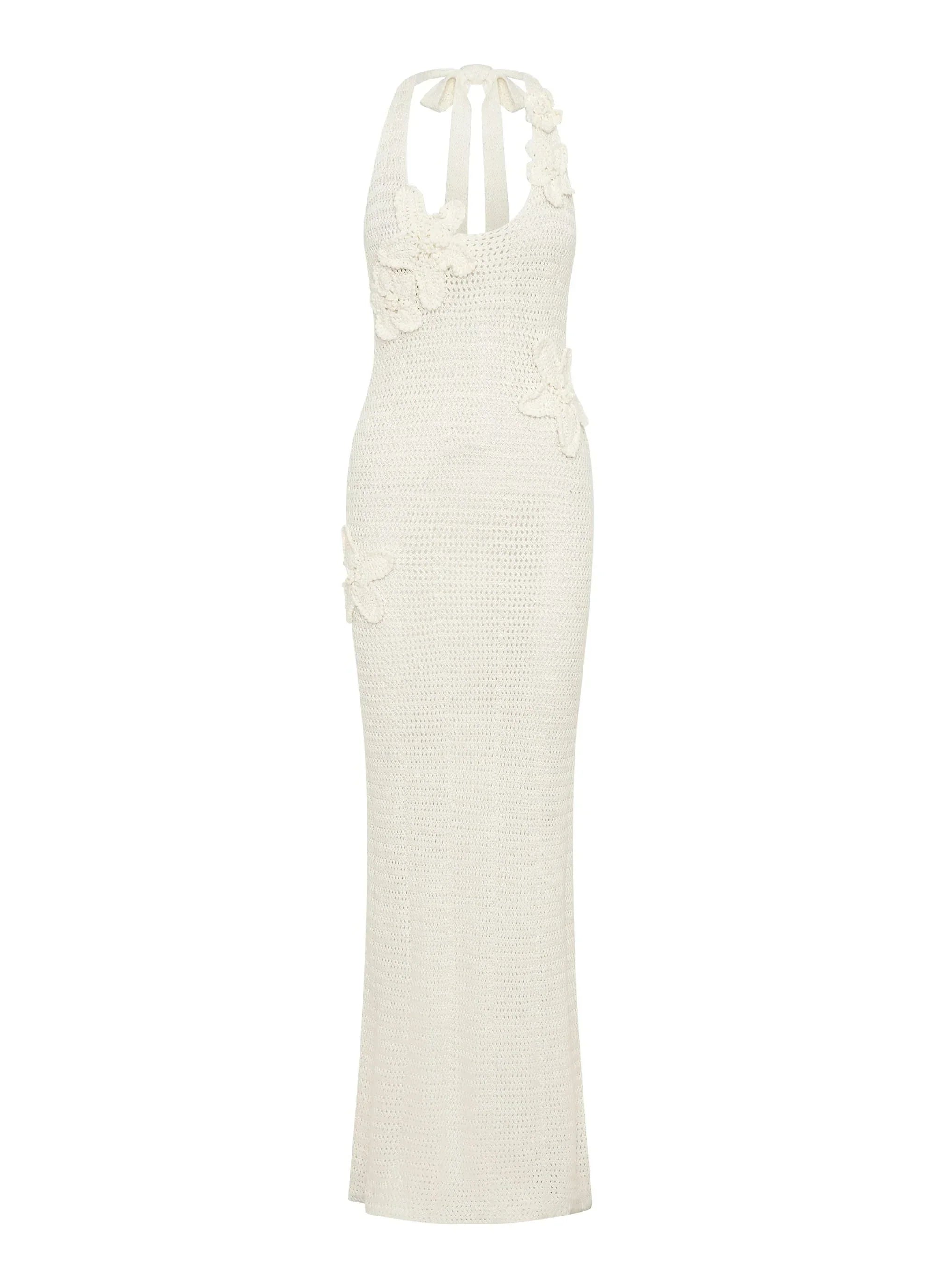 Novalee Flower Crochet Maxi Dress - Ivory