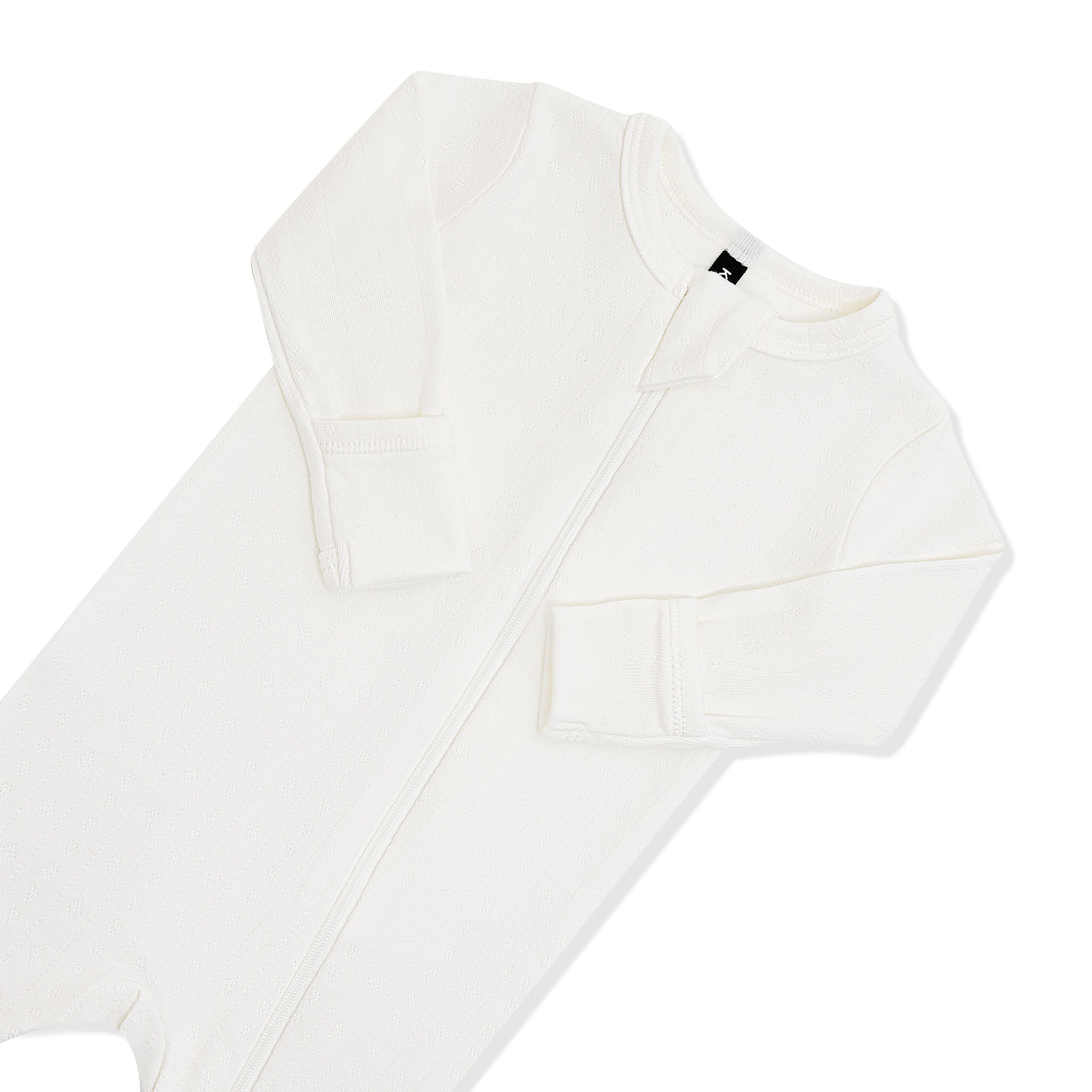 Pointelle Zippered Footie in Cloud