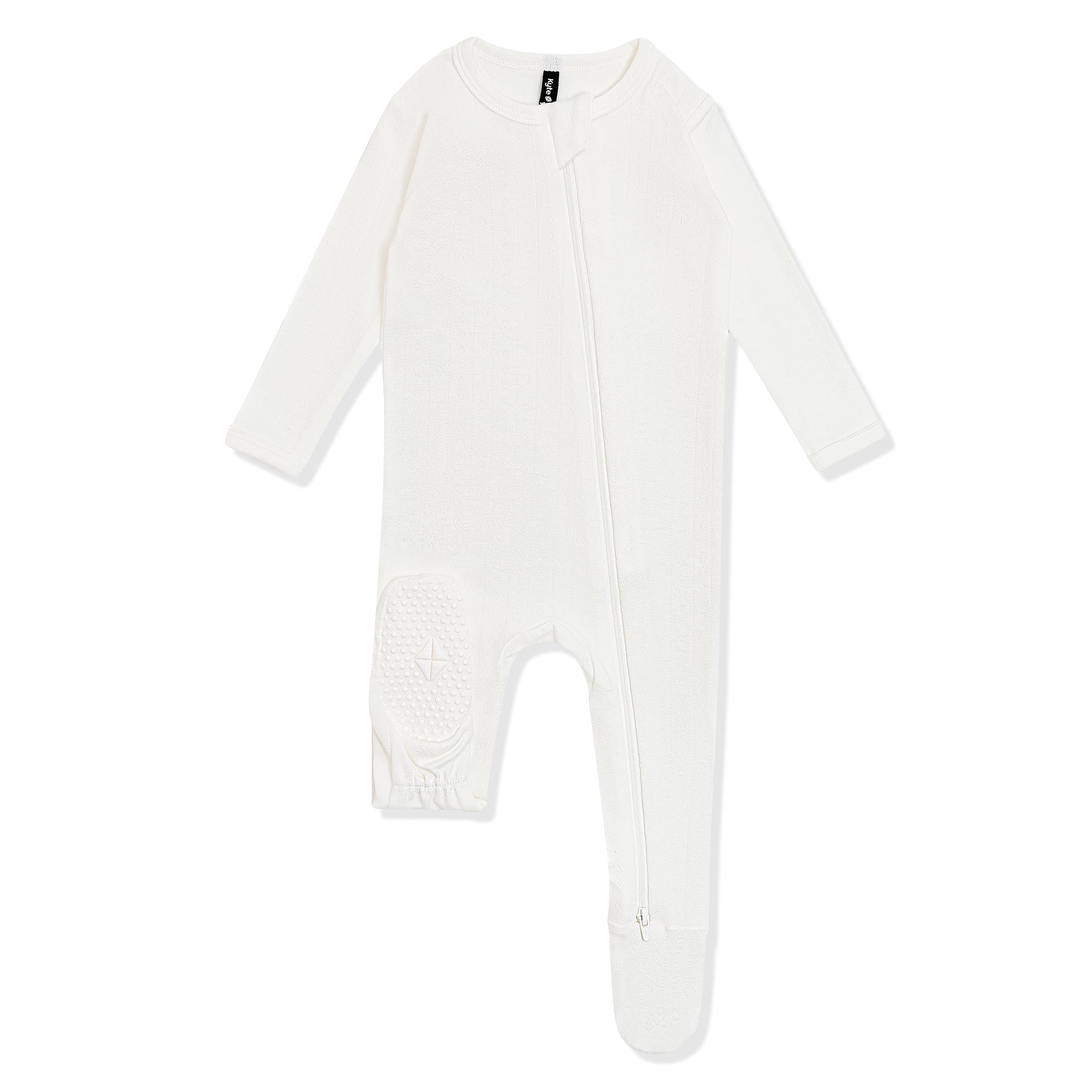 Pointelle Zippered Footie in Cloud