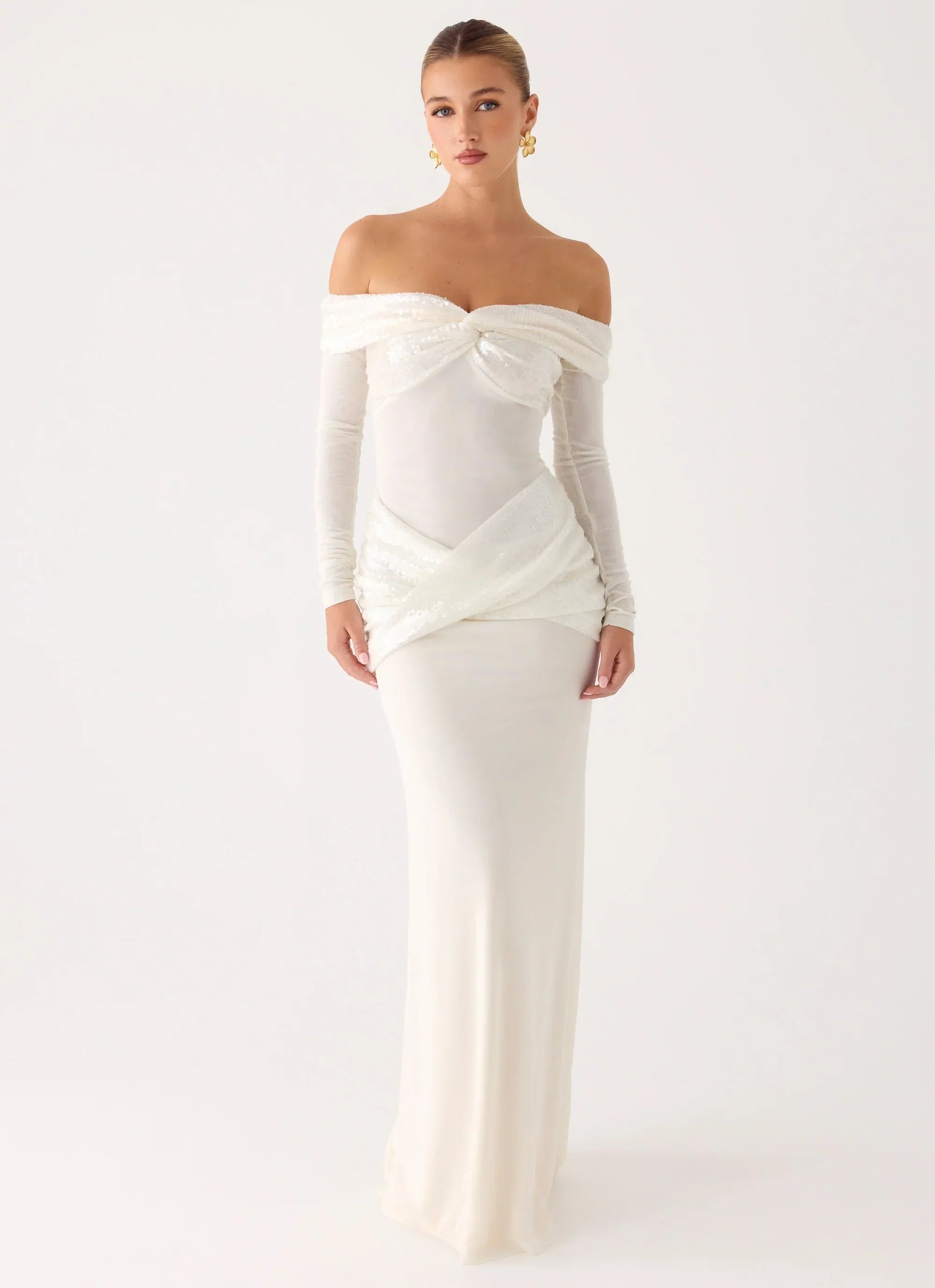 Over To You Sequin Maxi Dress - White
