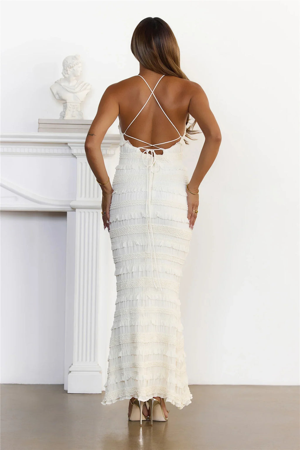 Dream Girl Energy Crisscross Back Maxi Dress Cream