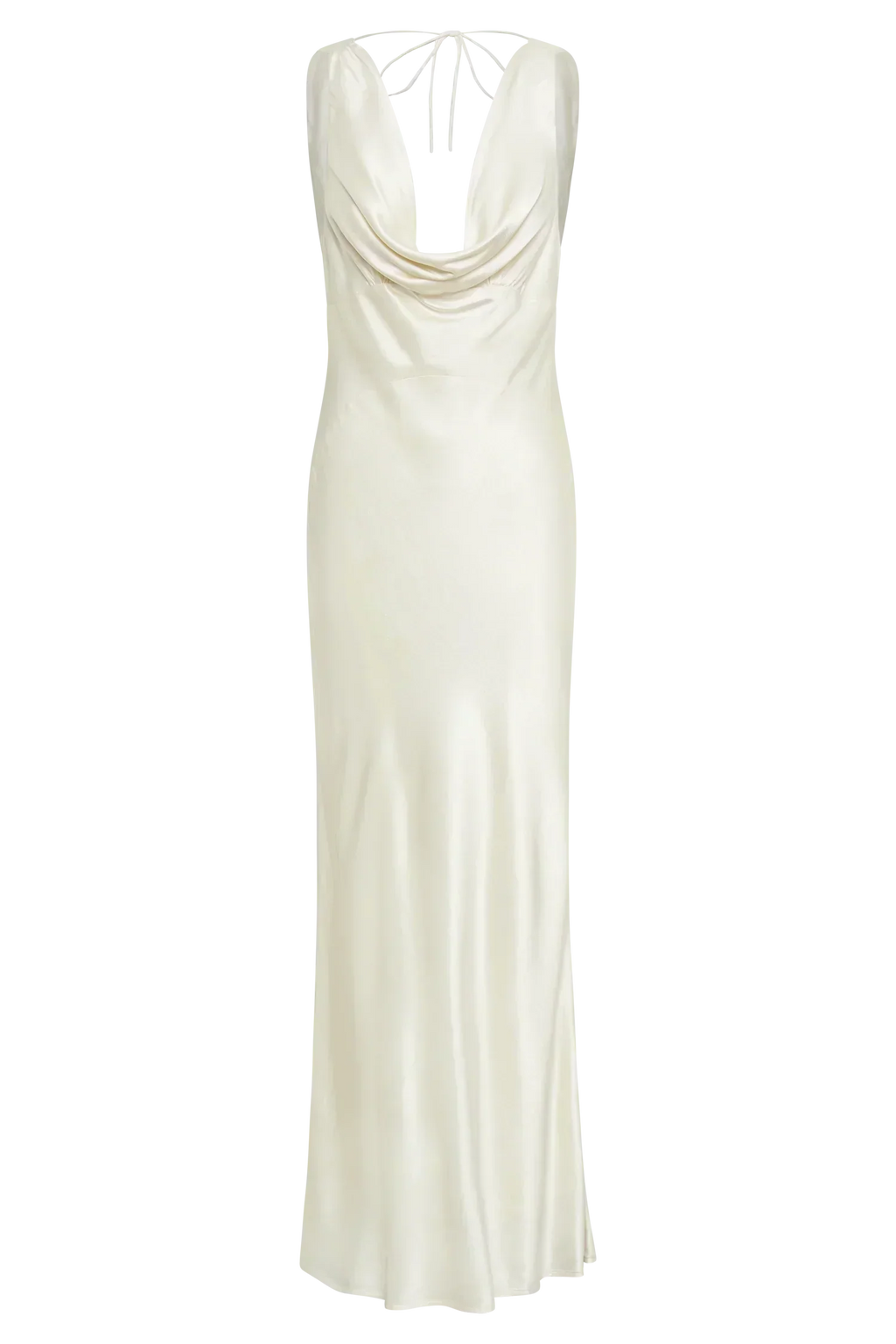 Angelique Satin Cowl Back Maxi Dress - Ivory