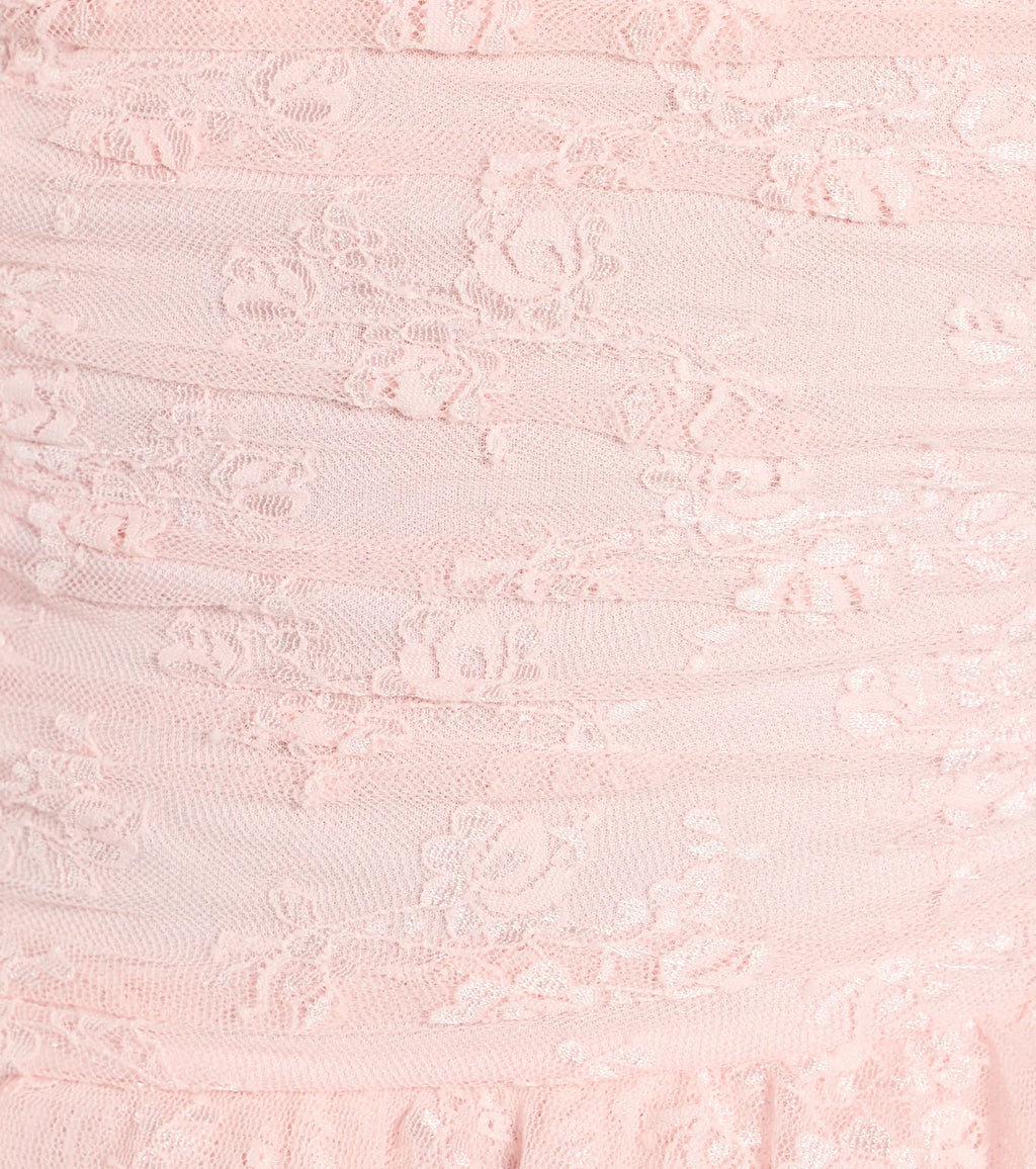 Lovely Nights Strapless Lace Ruffle Skater Dress