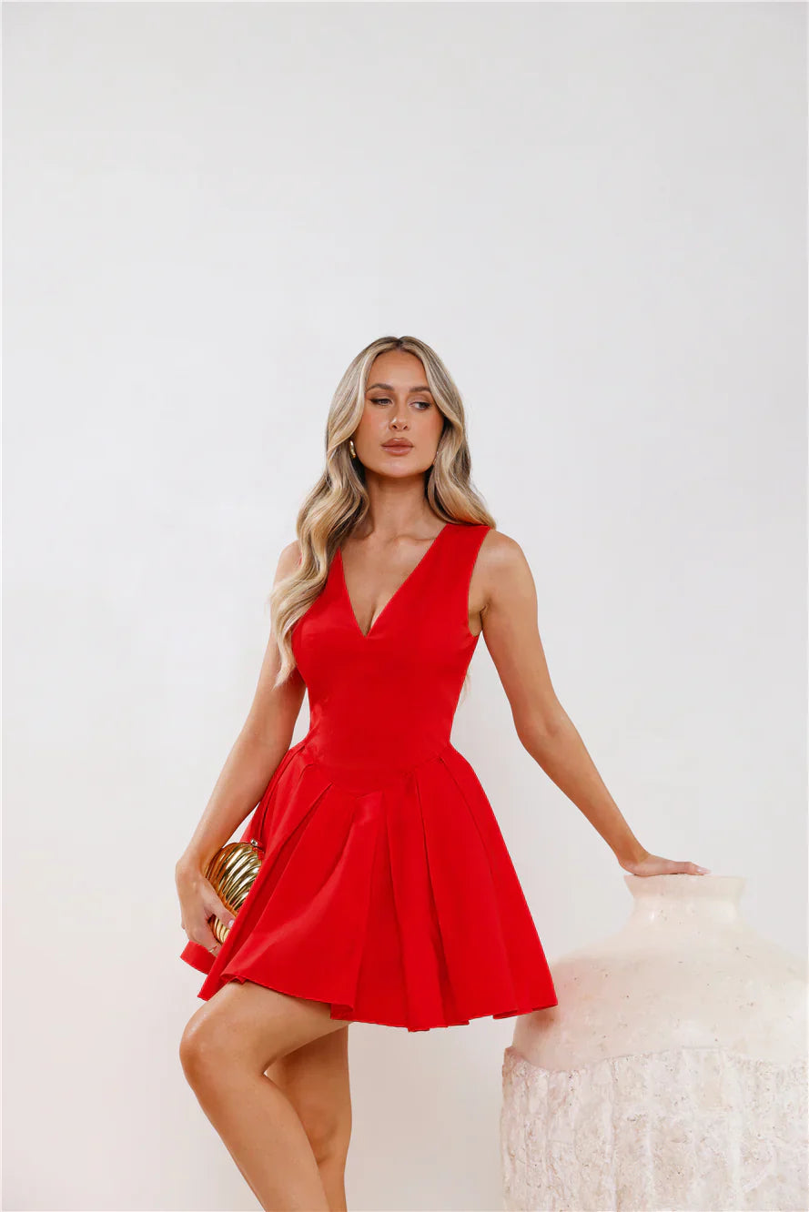 Charming Girl Mini Dress  Red