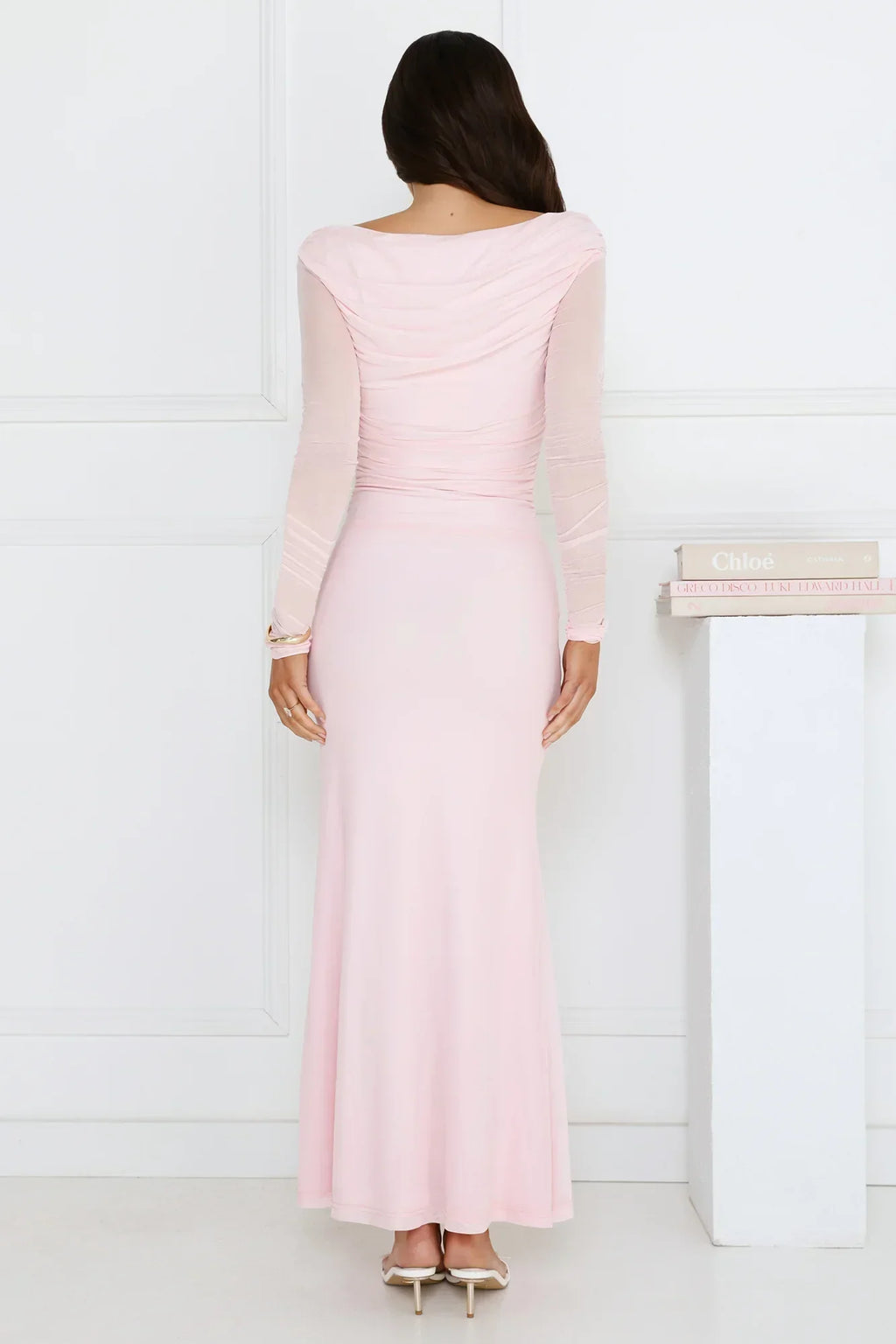 Love Chaser Mesh Long Sleeve Maxi Dress