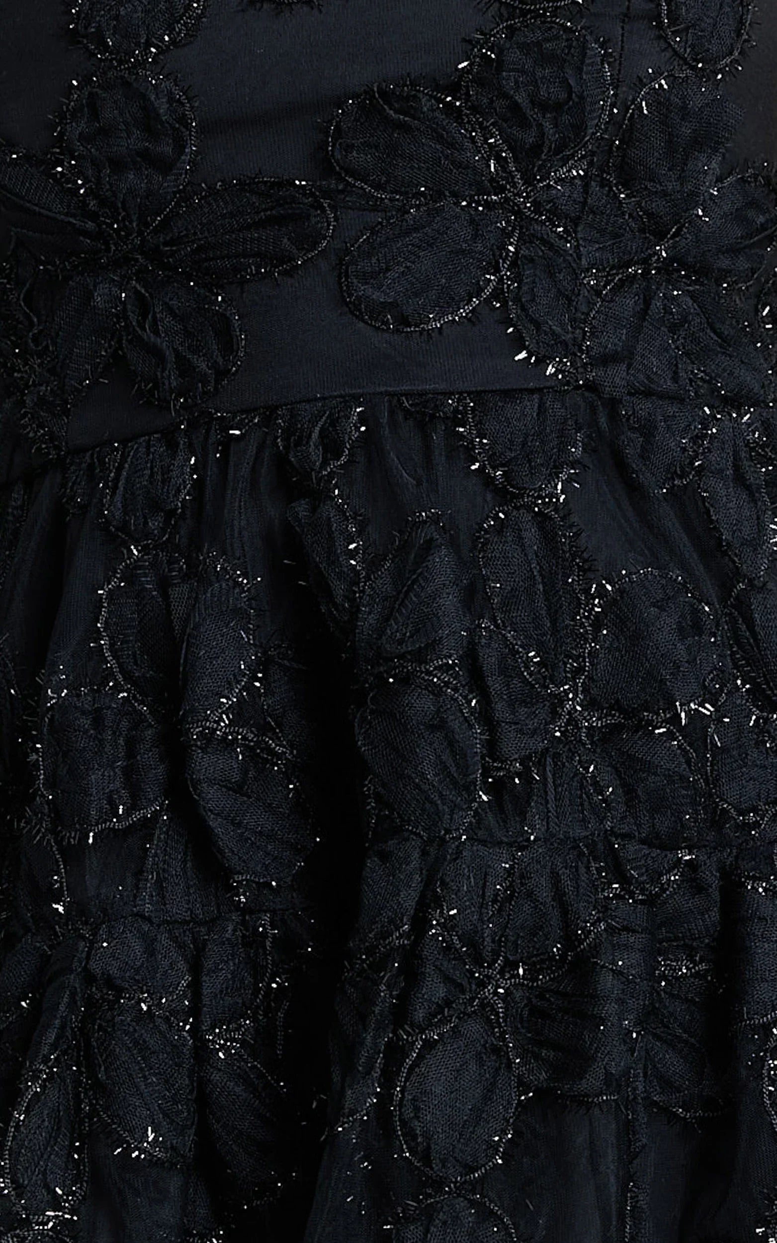 Marzy Mini Dress Strapless Floral Detail Lace Fit and Flare Dress in Black