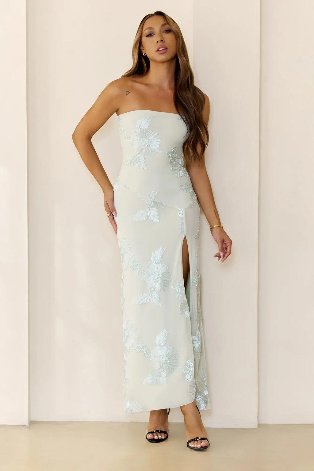 Iconic Influence Strapless Mesh Maxi Dress Mint