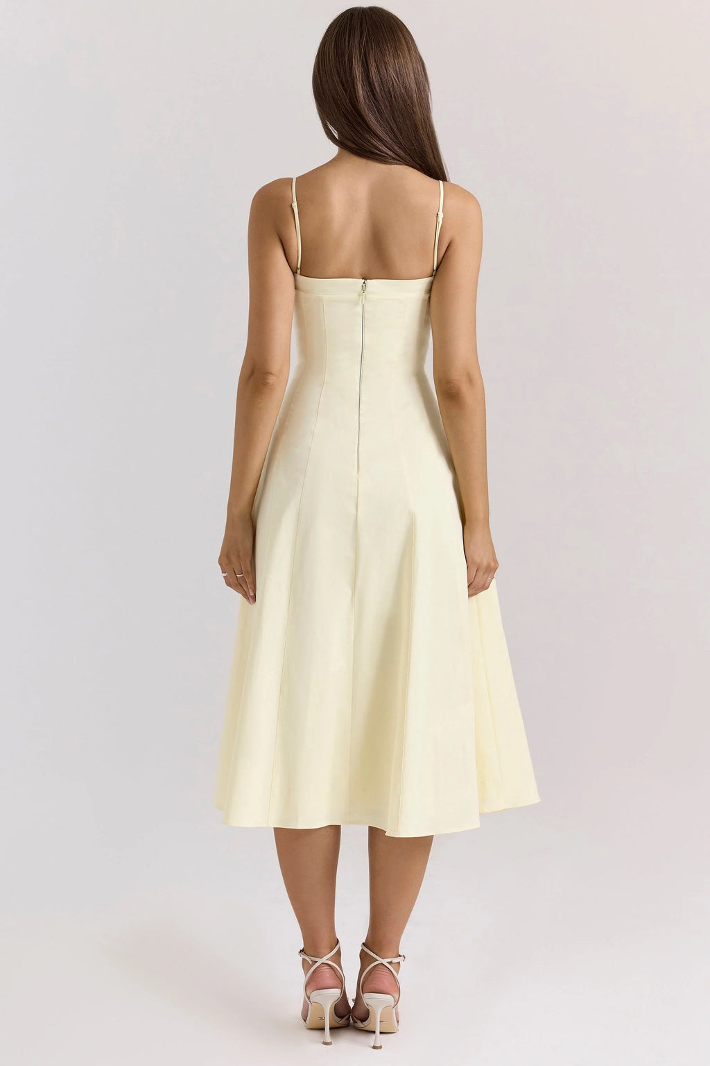 lemon stretch cotton a-line midi sundress
