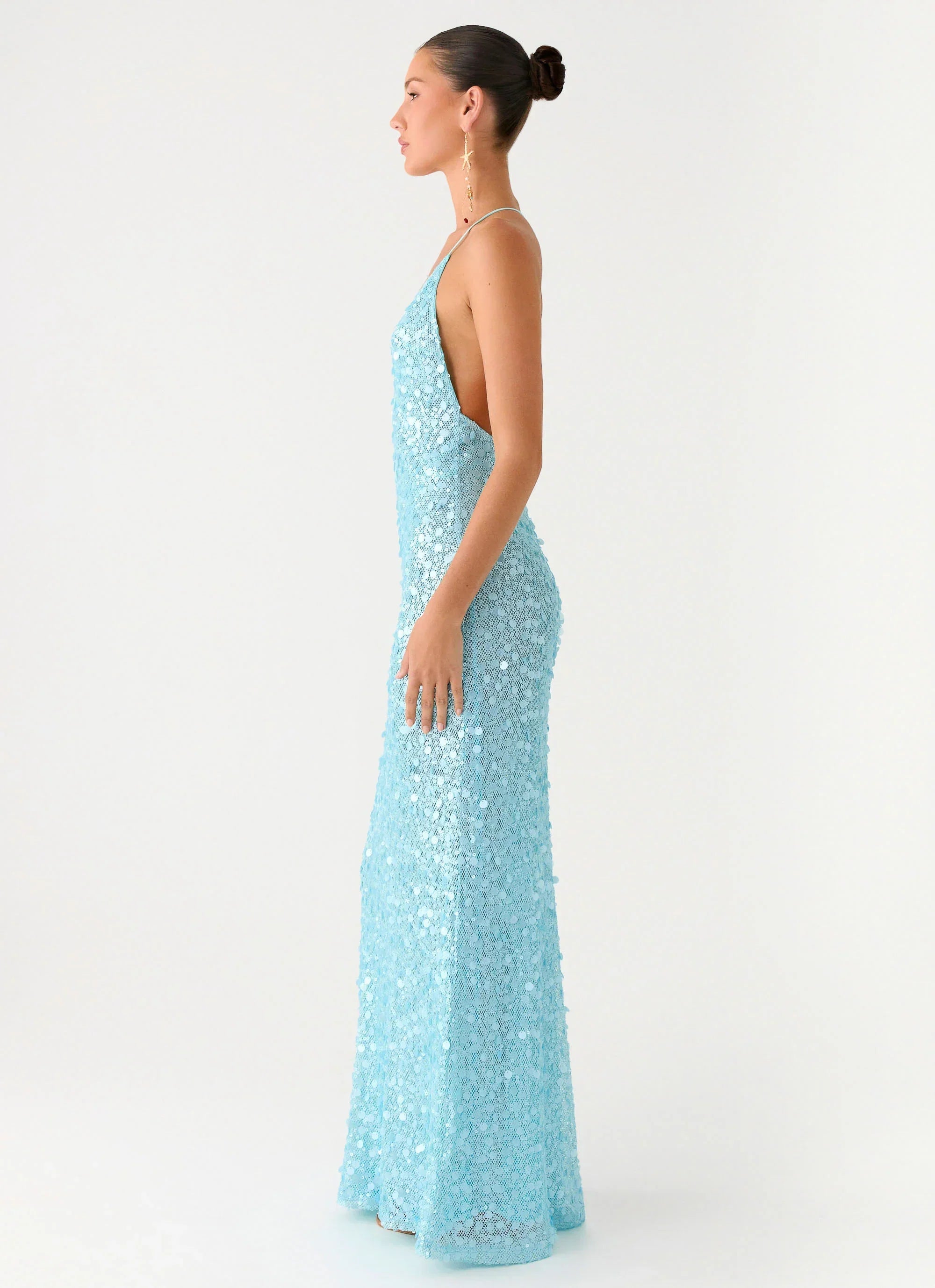 Ocean Views Sequin Maxi Dress - Blue
