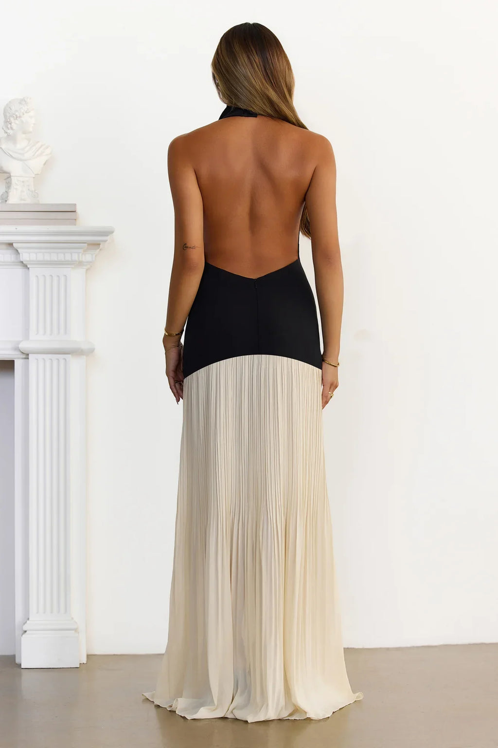Luxe Behaviour Cowl Neck Halter Maxi Dress Black